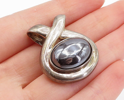 ESPO 925 Sterling Silver  Vintage Cabochon Cut Hematite Slide Pendant  PT3891