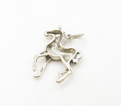 925 Sterling Silver  Vintage Shiny Petite Galloping Horse Pendant  PT12886