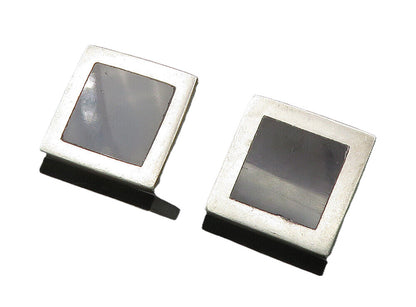 MEXICO 925 Sterling Silver  Vintage Black Onyx Square Drop Earrings  EG4863