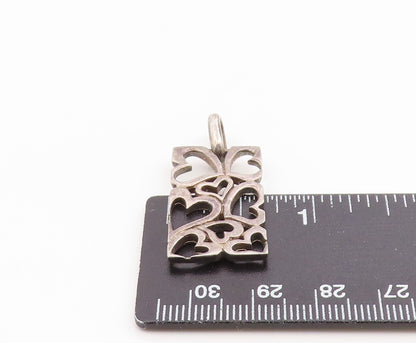 925 Sterling Silver Vintage Pendant Love Heart Cutout Geometric Frame  PT26287
