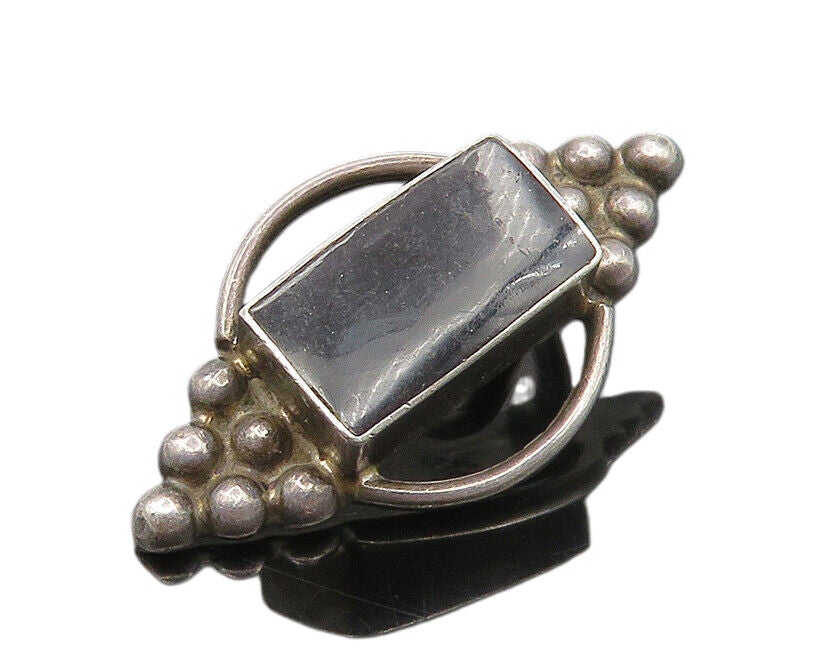 MEXICO 925 Sterling Silver  Vintage Black Onyx Bubble Detail Pendant  PT14805