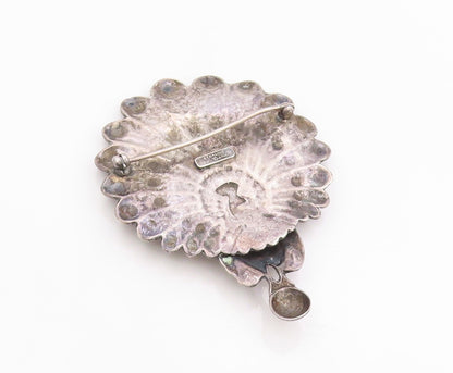 925 Sterling Silver Vintage Brooch CINI Etched Rare Majestic Peacock Pin BP11817