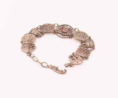 925 Sterling Silver  Vintage Antique Stencil Roman Cutout Link Bracelet BT9921