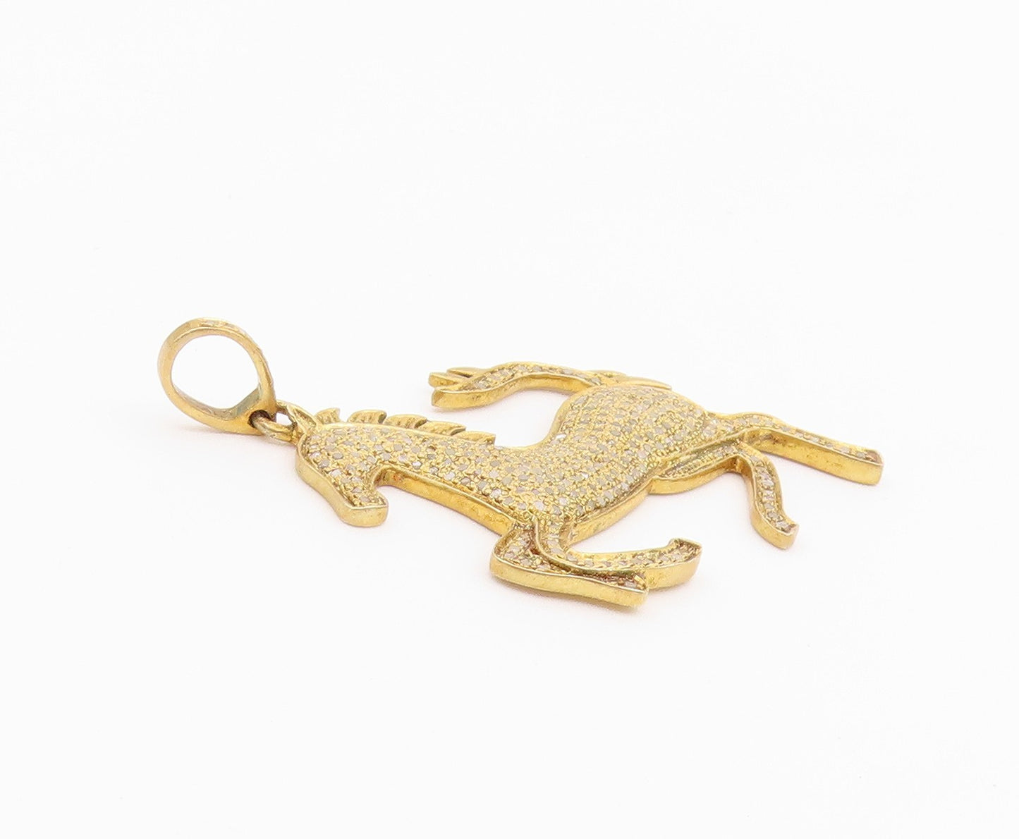 925 Sterling Silver Vintage Pendant Gold Plated Real Diamonds Horse  PT26376