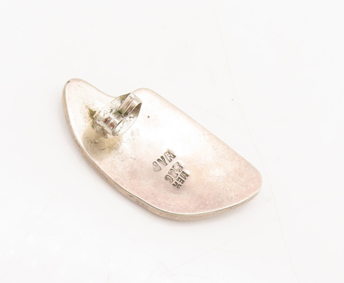 JVA MEXICO 925 Sterling Silver  Vintage Ancient Etched waves Earrings  EG12571