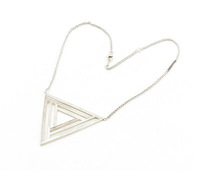 EFFY 925 Silver  Vintage Genuine Diamonds Open Triangle Chain Necklace  NE3243