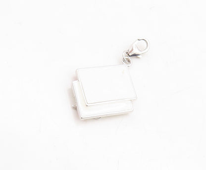 925 Sterling Silver Vintage Pendant 2 Tone Enameled Love Letter  PT23728