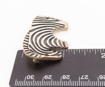 925 Sterling Silver Vintage Brooch Designer Stripes Grooved Zebra  BP11691