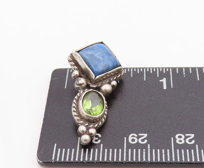 925 Sterling Silver Vintage Pendant Antique Gemstone & Peridot Roped  PT24455