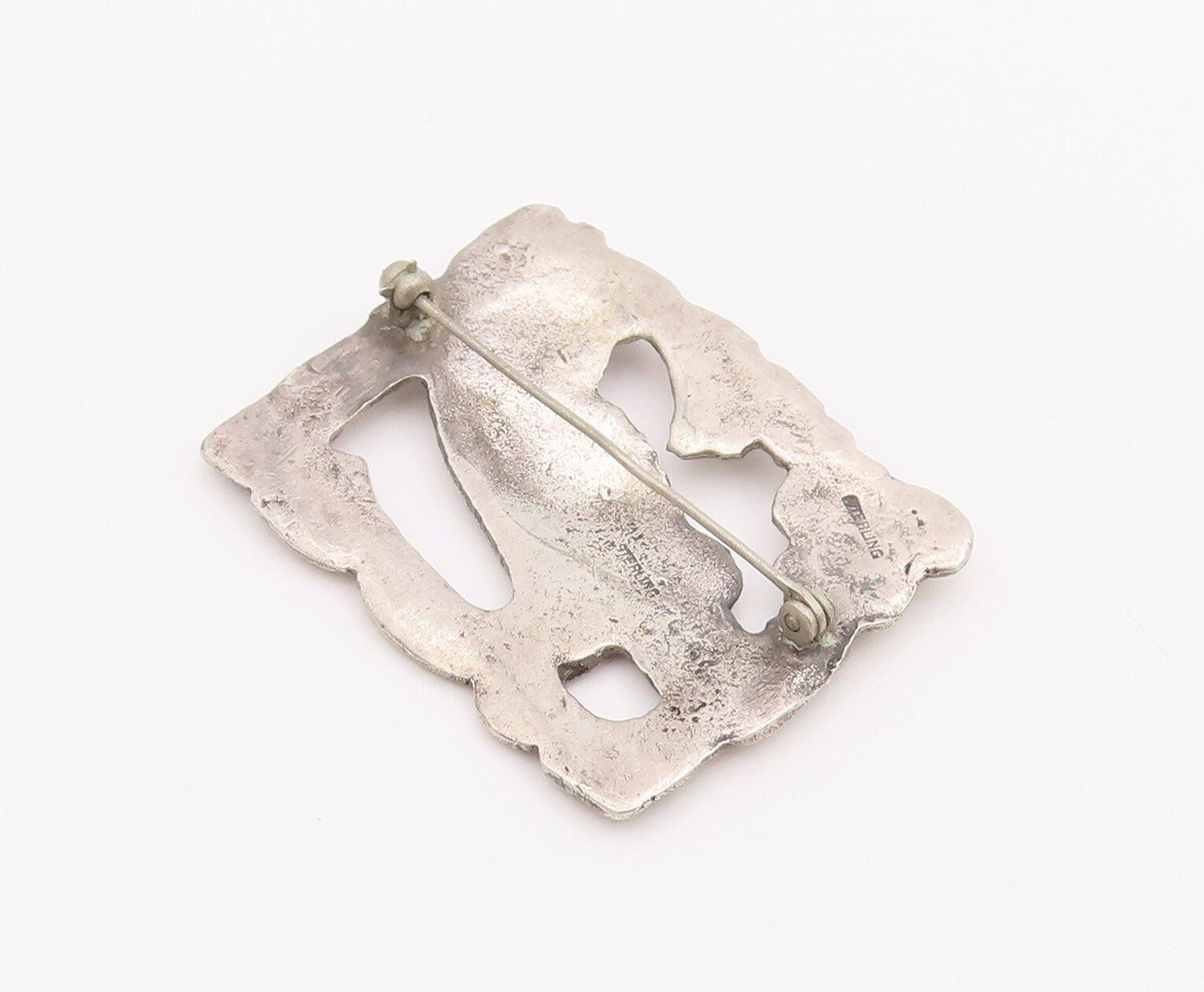 925 Sterling Silver Vintage Brooch Pin Antique Floral Frame With Bird  BP11032