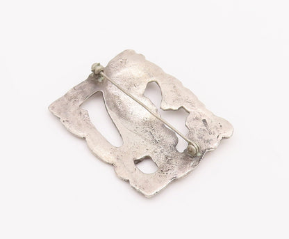 925 Sterling Silver Vintage Brooch Pin Antique Floral Frame With Bird  BP11032