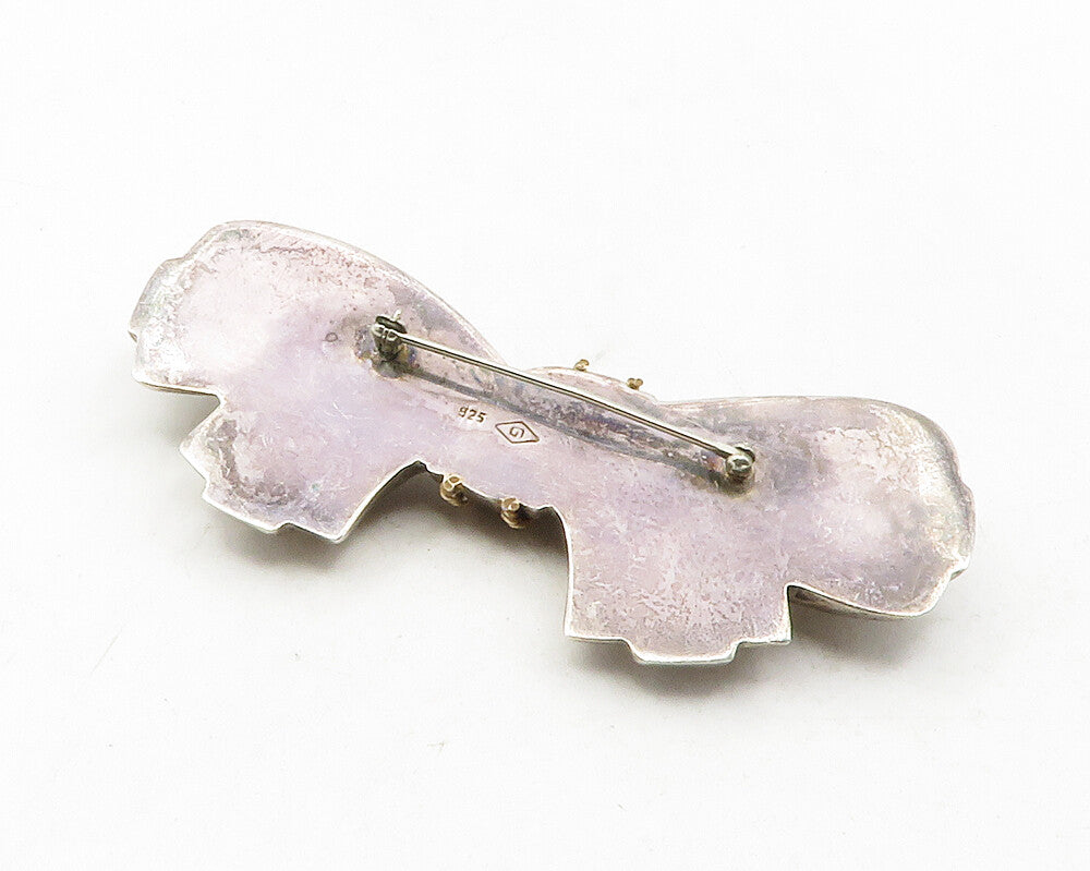925 Sterling Silver  Vintage 2 Tone Rope Twist Ribbon Bow Brooch Pin  BP4478