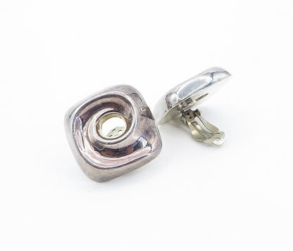 ZINA 925 Sterling Silver  Vintage Shiny Modernist Non Pierce Earrings  EG3332
