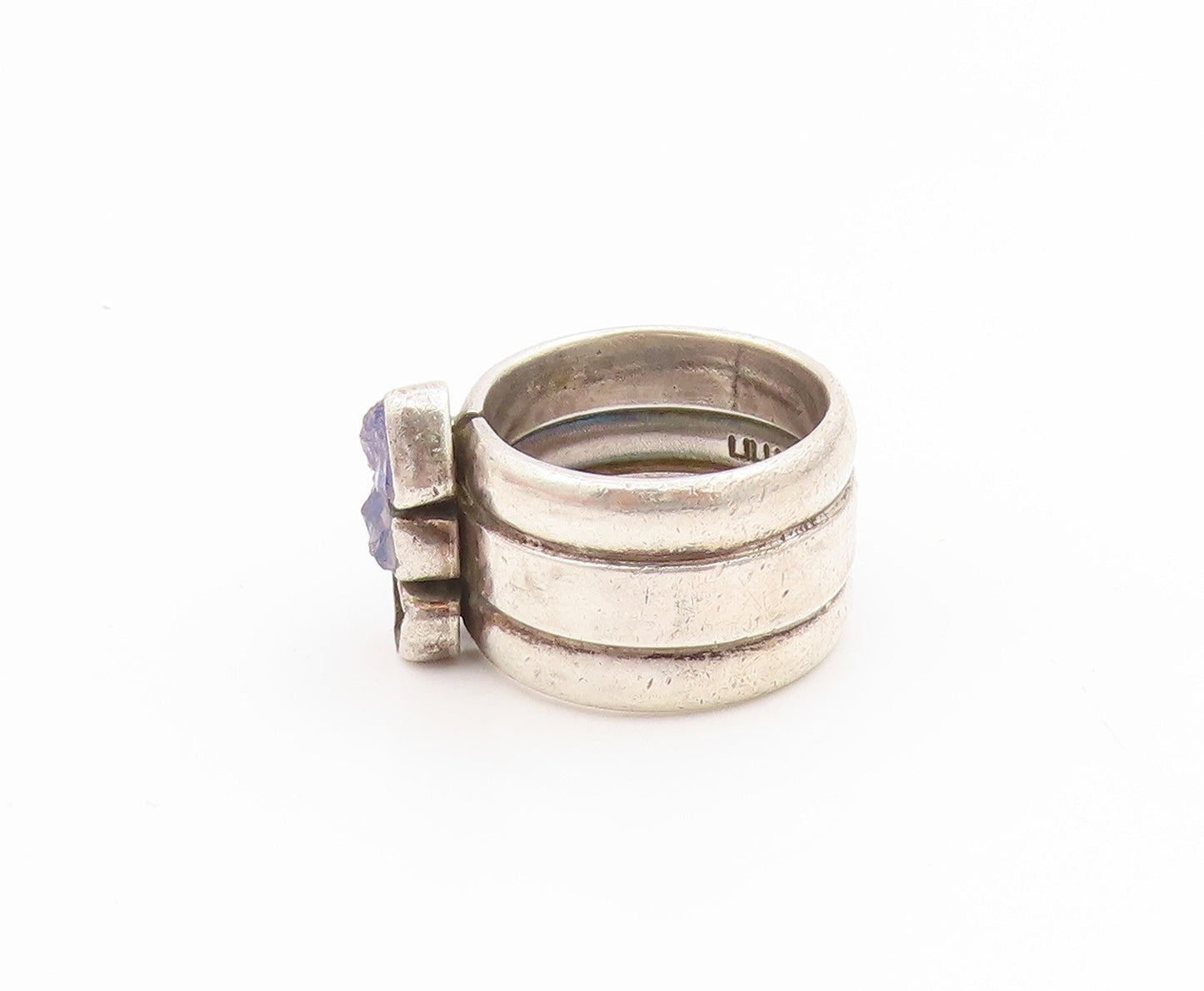925 Sterling Silver Vintage Ring LILLY BARRACK Raw Amethyst Band Sz 7.5 RG34553