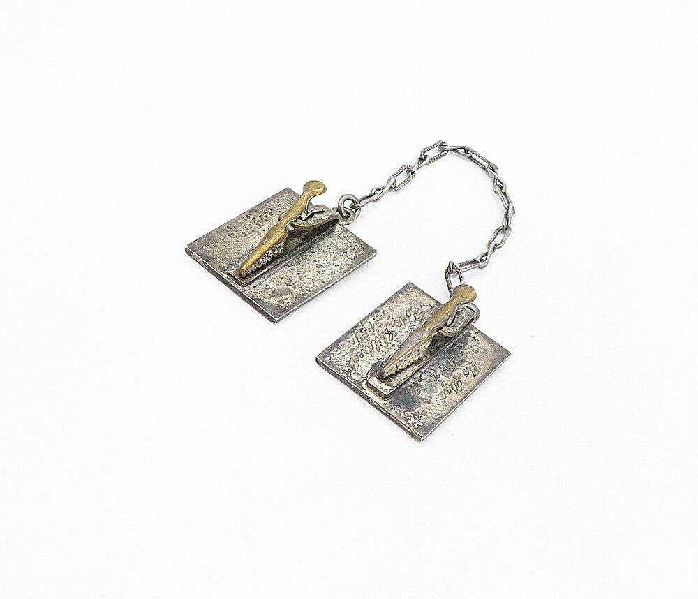 925 Sterling Silver  Vintage Antique Oxidized Menorah Sweater Clips  TR1362