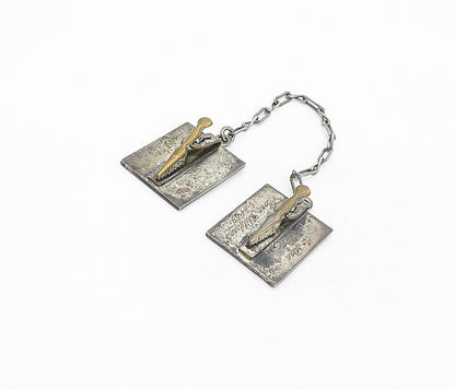 925 Sterling Silver  Vintage Antique Oxidized Menorah Sweater Clips  TR1362