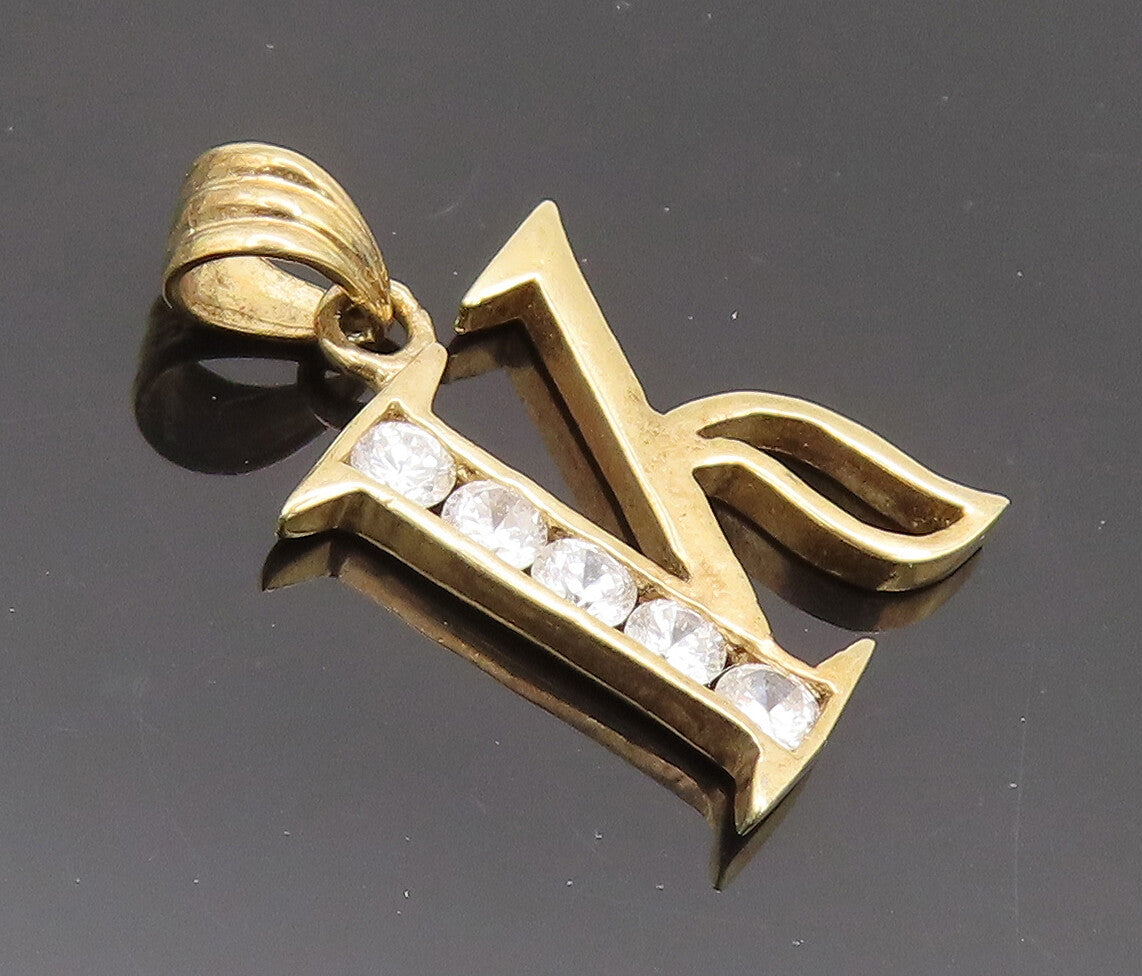 925 Sterling Silver  Vintage Gold Plated Calligraphy Cutout K Pendant  PT22334