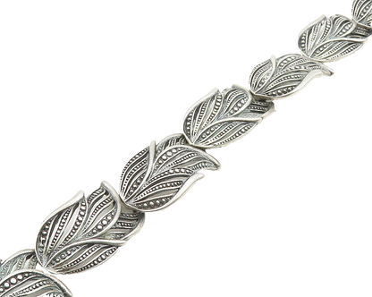 OR PAZ ISRAEL 925 Sterling Silver  Vintage Floral Leaf Chain Bracelet  BT7410