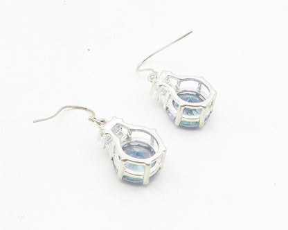 925 Sterling Silver  Prong Set Topaz & Cubic Zirconia Dangle Earrings  EG5543