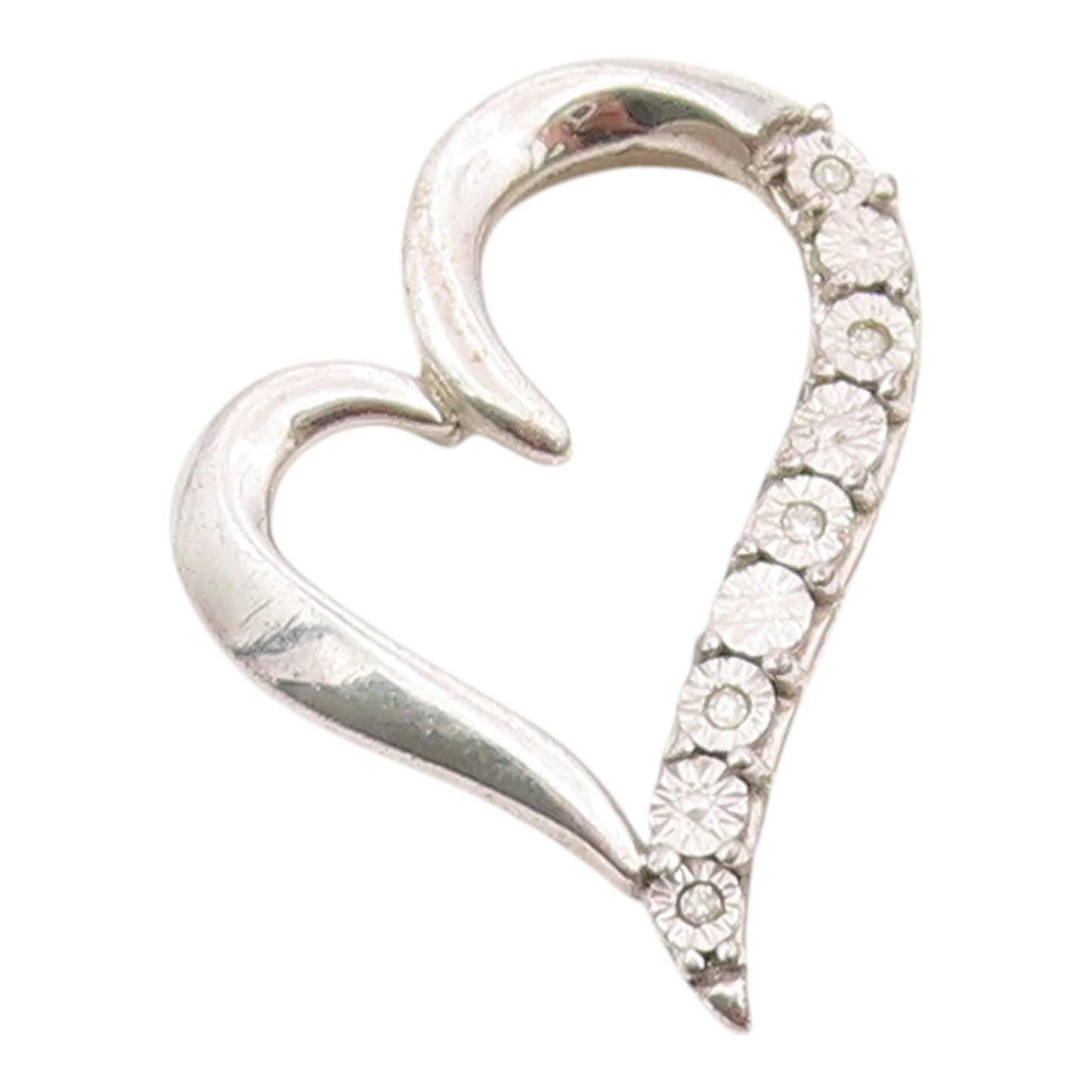 925 Sterling Silver  Genuine Diamonds Open Floral Love Heart Pendant  PT7926