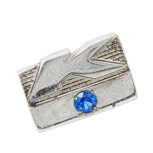925 Sterling Silver  Vintage Petite Blue Topaz K Initial Lapel Pin  TR2329