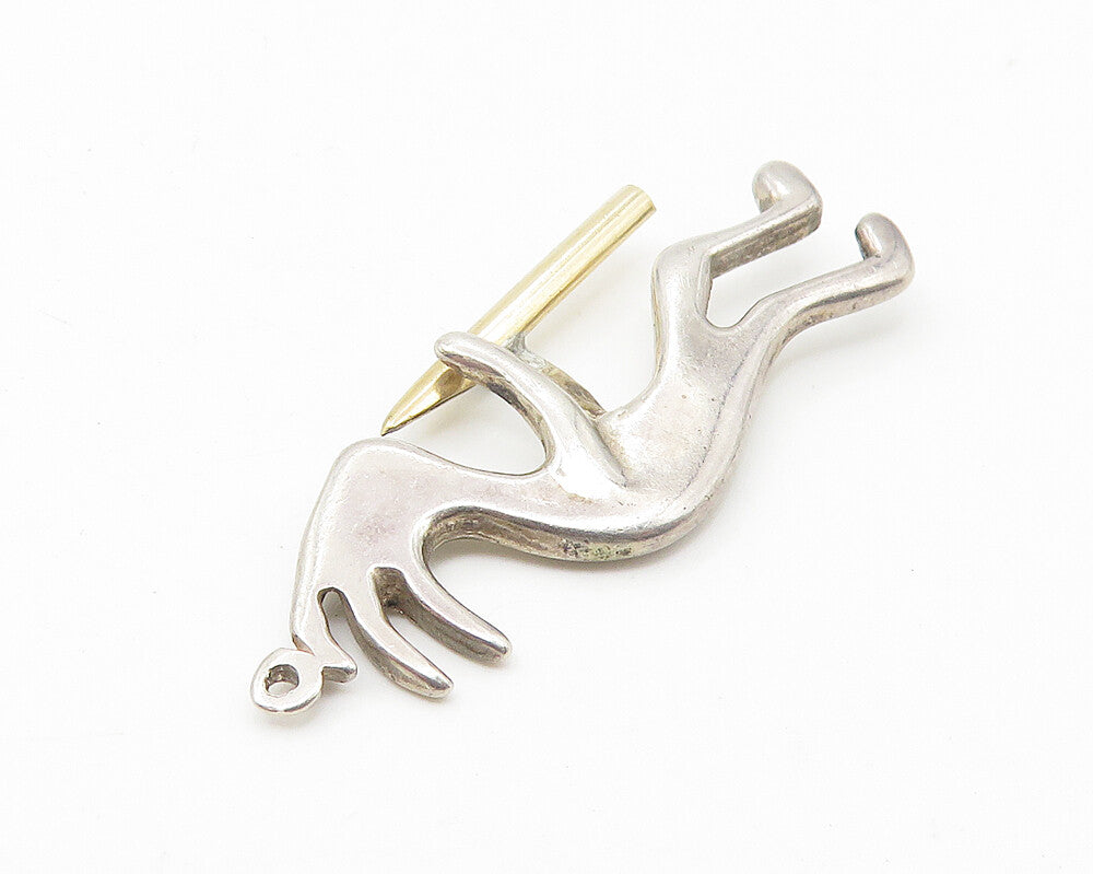 925 Sterling Silver  Vintage Petite Two Tone Kokopelli Dancer Pendant  PT8766