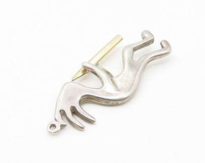 925 Sterling Silver  Vintage Petite Two Tone Kokopelli Dancer Pendant  PT8766