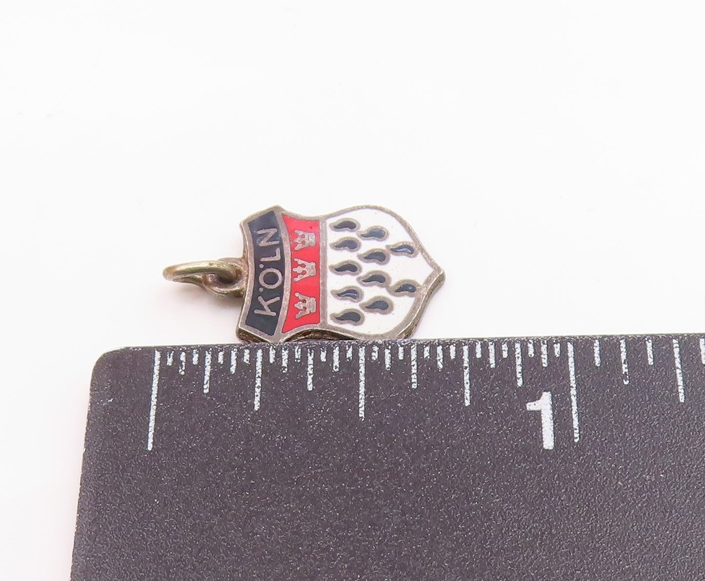 925 Sterling Silver  Vintage Enamel Cologne Germany Souvenir Pendant  PT18524