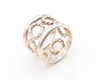 925 Sterling Silver Vintage Ring MEXICO Twisted Rope Circle Band  Sz 7  RG35105