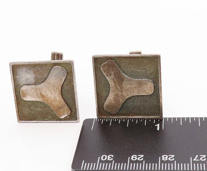 925 Sterling Silver Vintage Cuff Links With Abstract Fan Design Carved  TR3943