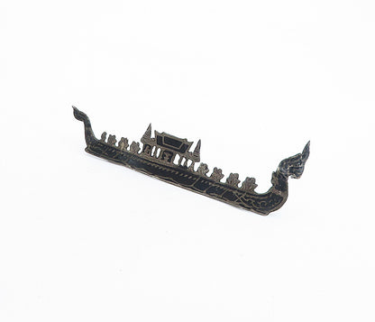 SIAM 925 Sterling Silver  Vintage Antique Niello Temple Brooch Pin  BP2170