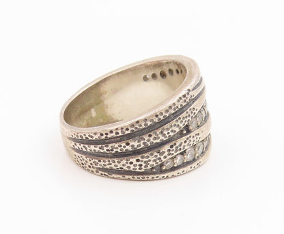 925 Sterling Silver Vintage Ring SILPADA Modernist CZ Wave Band  Sz 8  RG36043