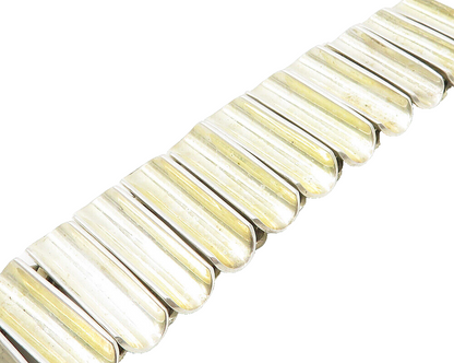 MEXICO 925 Sterling Silver  Vintage Shiny Concave Link Chain Bracelet  BT7096