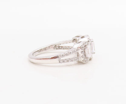 925 Sterling Silver Vintage Ring Rectangle Cut Halo CZ Band  Sz 7  RG30738