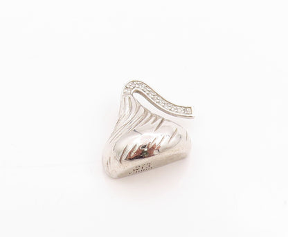 925 Sterling Silver Vintage Pendant Diamonds Inlay Kisses Chocolate  PT24403