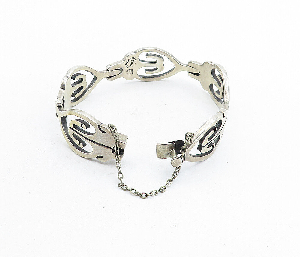 MEXICO 925 Sterling Silver  Vintage Shiny Modernist Chain Bracelet  BT1947