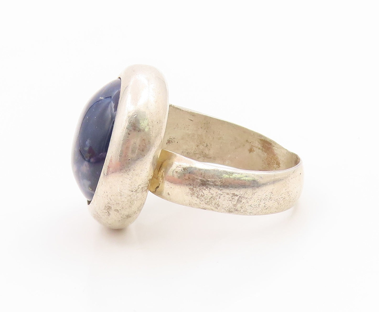 925 Sterling Silver Vintage Ring ISRAEL Lapis Lazuli Band  Sz 10.5  RG35783