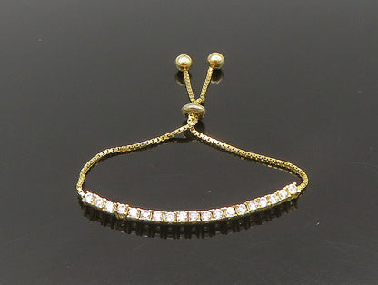 Gold Over 925 Silver  Cubic Zirconia Adjustable Child Box Chain Bracelet BT1101