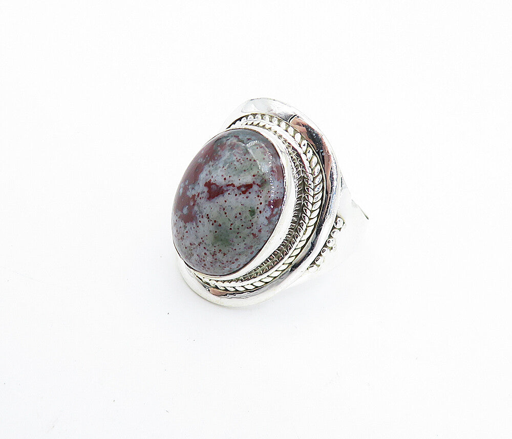 925 Sterling Silver Cabochon Cut Jasper Twist Cocktail Ring Sz 9 RG7874