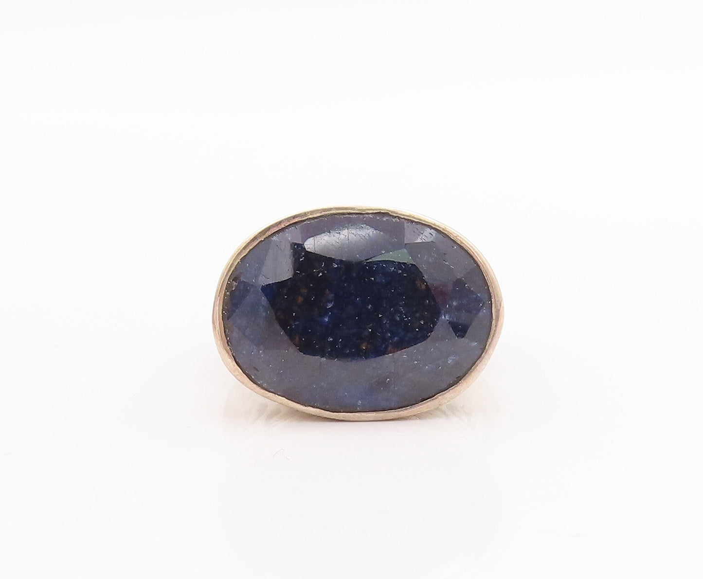 925 Sterling Silver Vintage Ring Oval Cut Sapphire Swirly Carved  Sz 7  RG29262