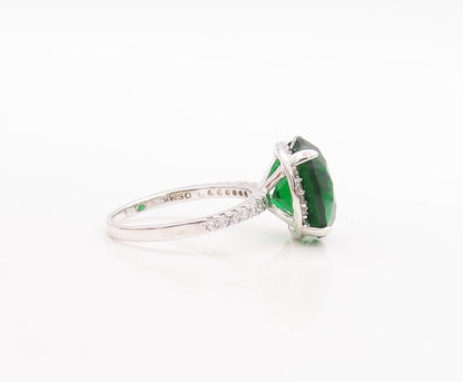 925 Sterling Silver Vintage Ring Minimalist Round Green Halo CZ  Sz 7.5 RG29517