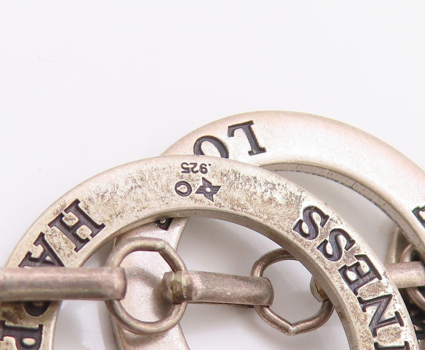 925 Sterling Silver Vintage Necklace With Engraved Love Happiness Magic  NE4616