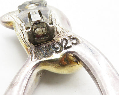 925 Sterling Silver  Vintage Shiny Two Tone Knot Non Pierce Earrings  EG5150