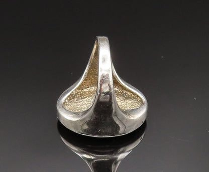 DAVID SIGAL 925 Silver  Vintage Onyx & Topaz Spiral Wave Ring Sz 8  RG24882
