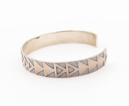 925 Sterling Silver Vintage Bracelet EAST EUROPE Antique Triangle Cuff  BT11092