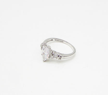 925 Sterling Silver  Faceted White Cubic Zirconia Band Ring Sz 8  RG3253