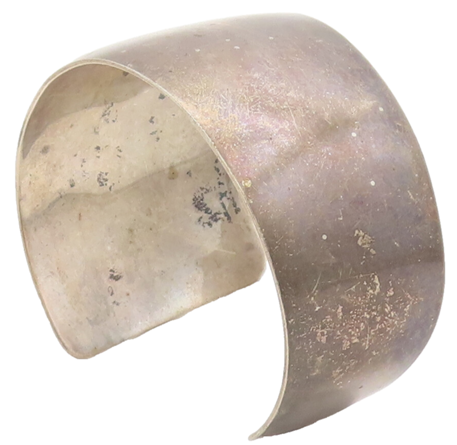 YALE NAVAJO 925 Silver  Vintage Minimalist Broad Band Cuff Bracelet  BT9952