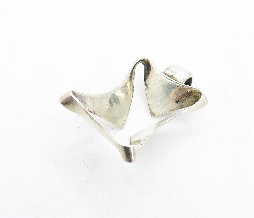 925 Sterling Silver  Vintage Shiny Modernist Designed Dome Pendant  PT3751