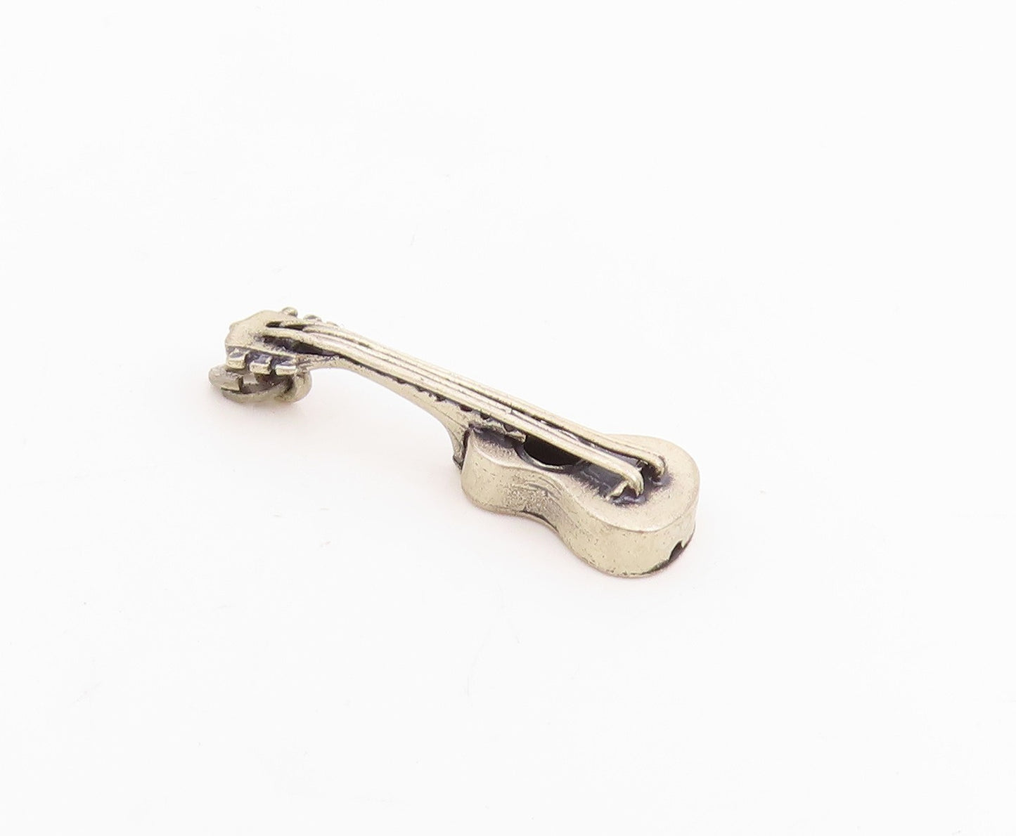 925 Sterling Silver Vintage Pendant BEAU Etched Musician Guitar Charm   PT25201