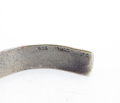 MEXICO 925 Sterling Silver  Vintage Dark Tone Twist Oval Cuff Bracelet  BT1953